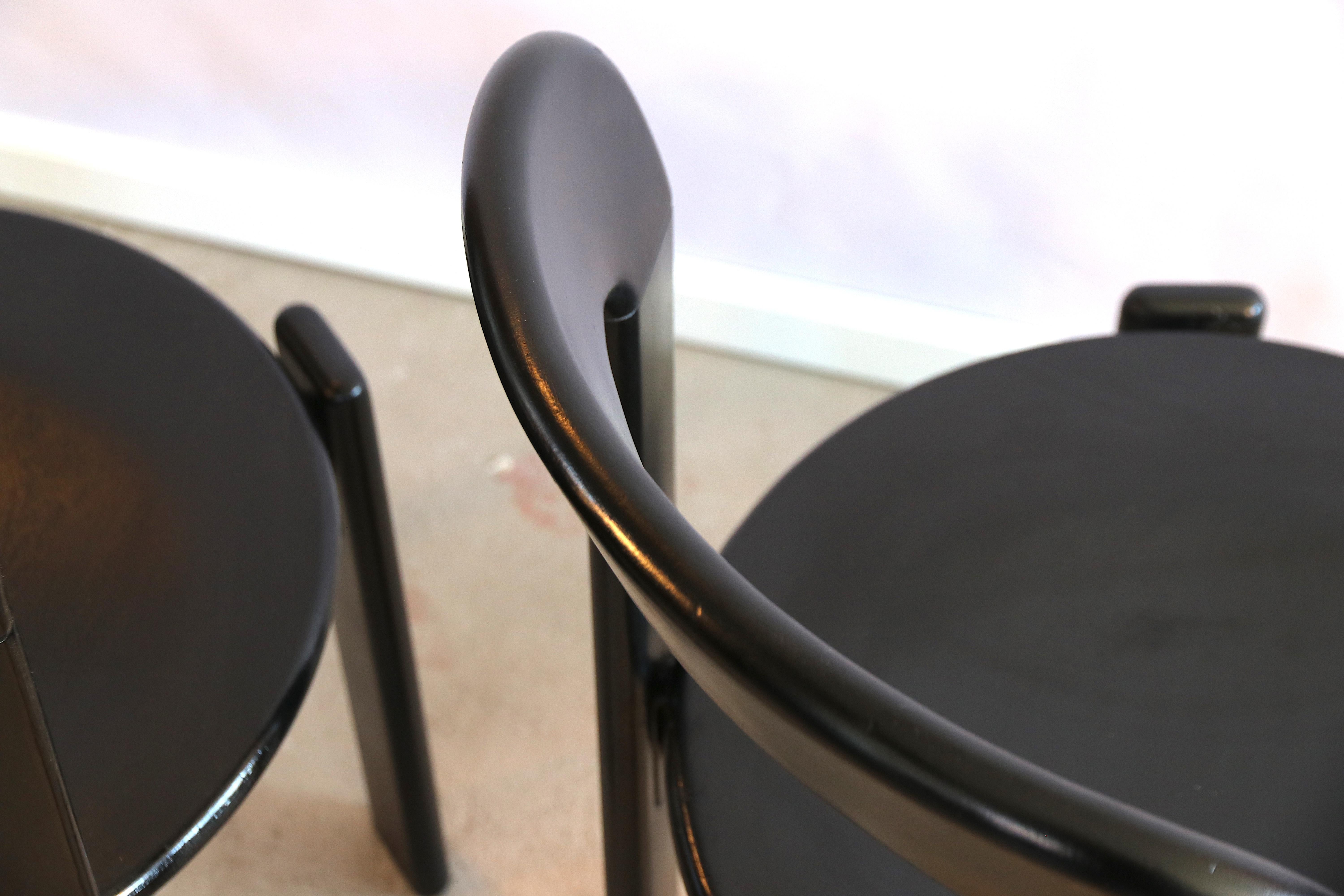 Bruno Rey Set of 6 Black Dining Chairs, of Which 2 Rare Double Back Version 2