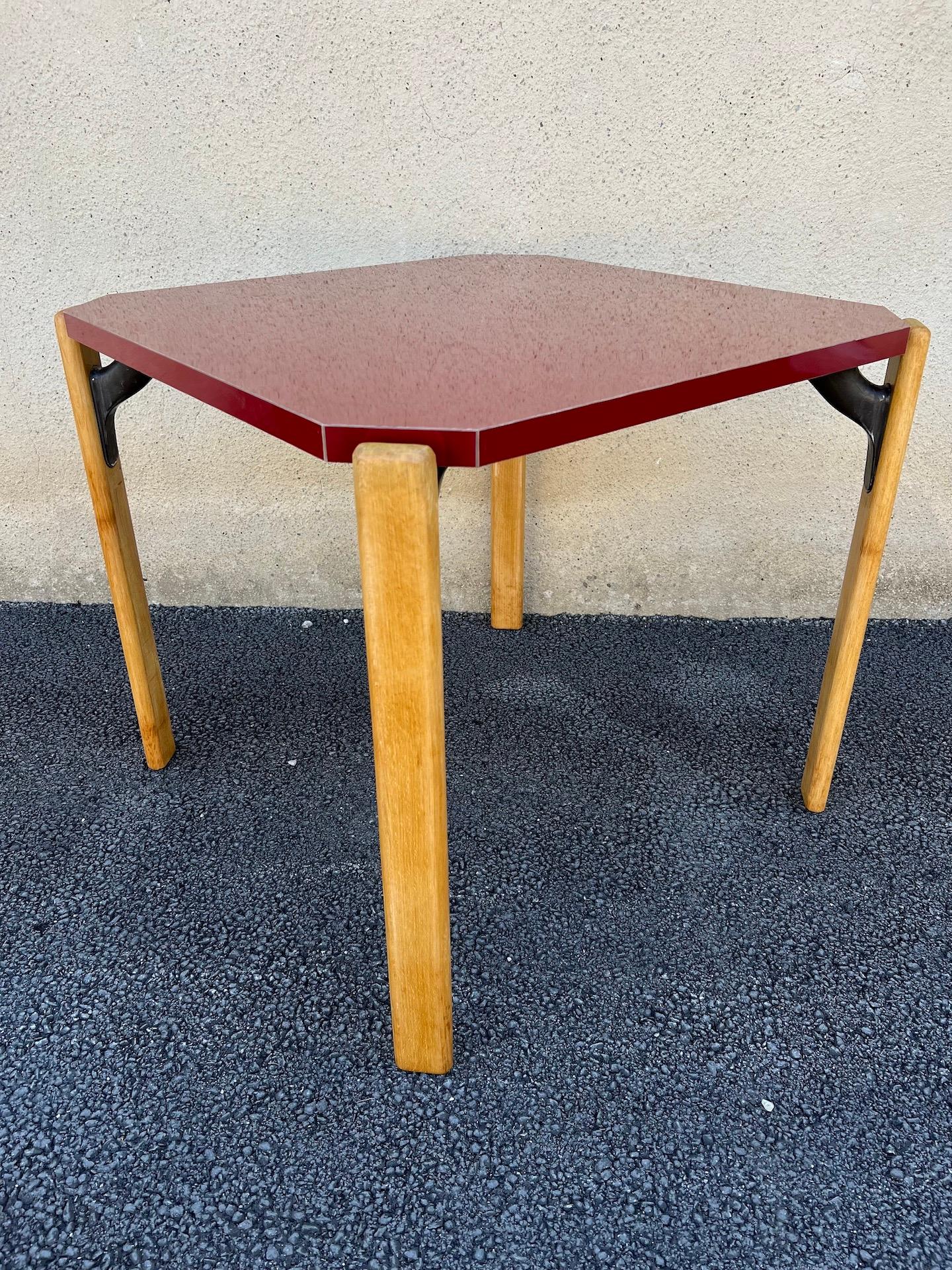 Bruno Rey table in red formica for Dietiker, 1970s.
The table has been completely restored, the base sanded and the top covered with a red Formica. Ideal for kitchen.
 