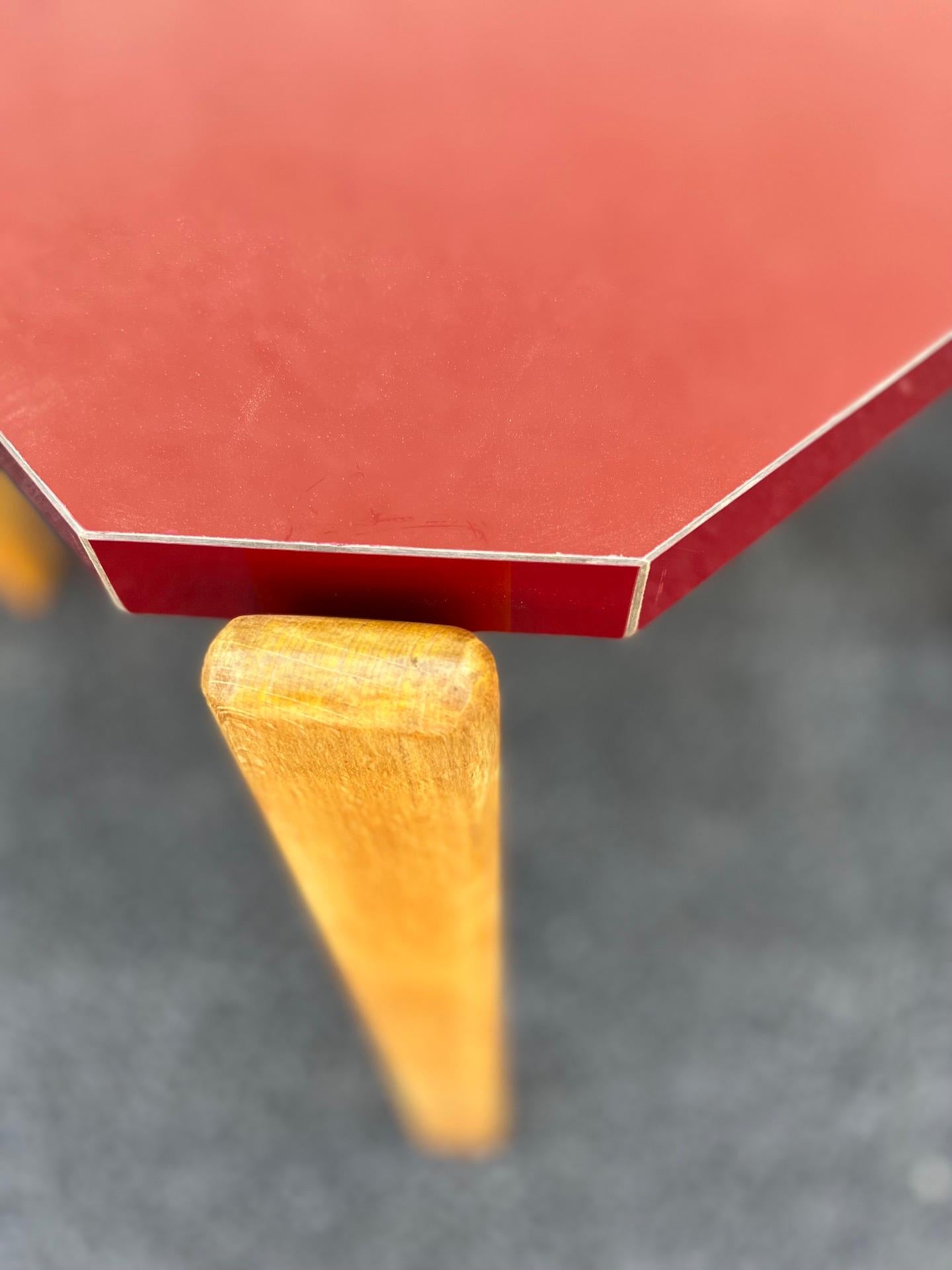 Mid-Century Modern Bruno Rey Table in Red Formica for Dietiker, 1970s For Sale