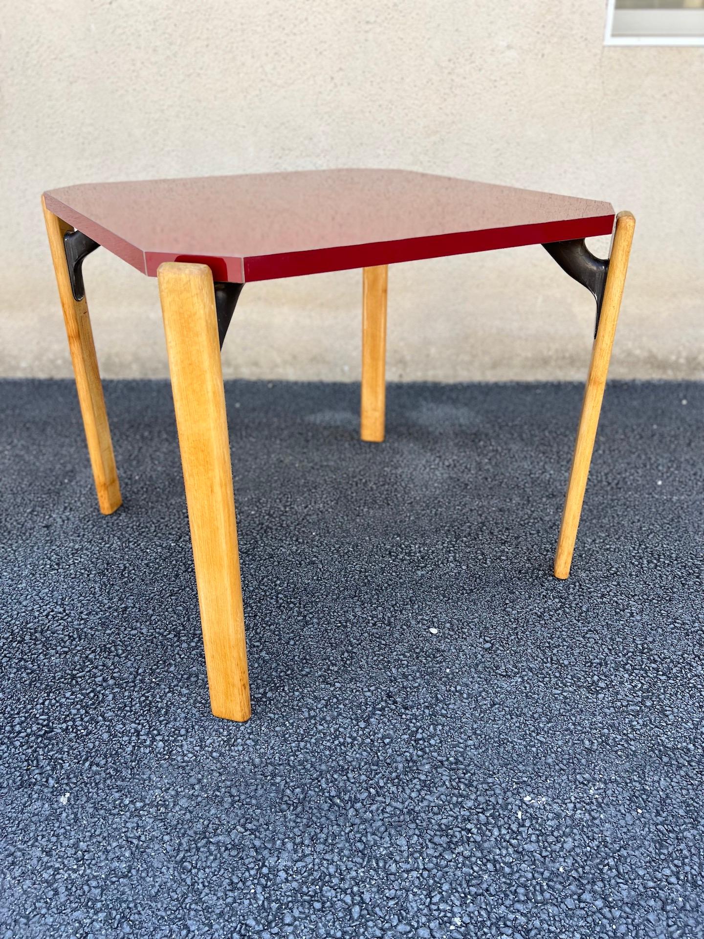 Mid-Century Modern Bruno Rey Table in Red Formica for Dietiker, 1970s For Sale