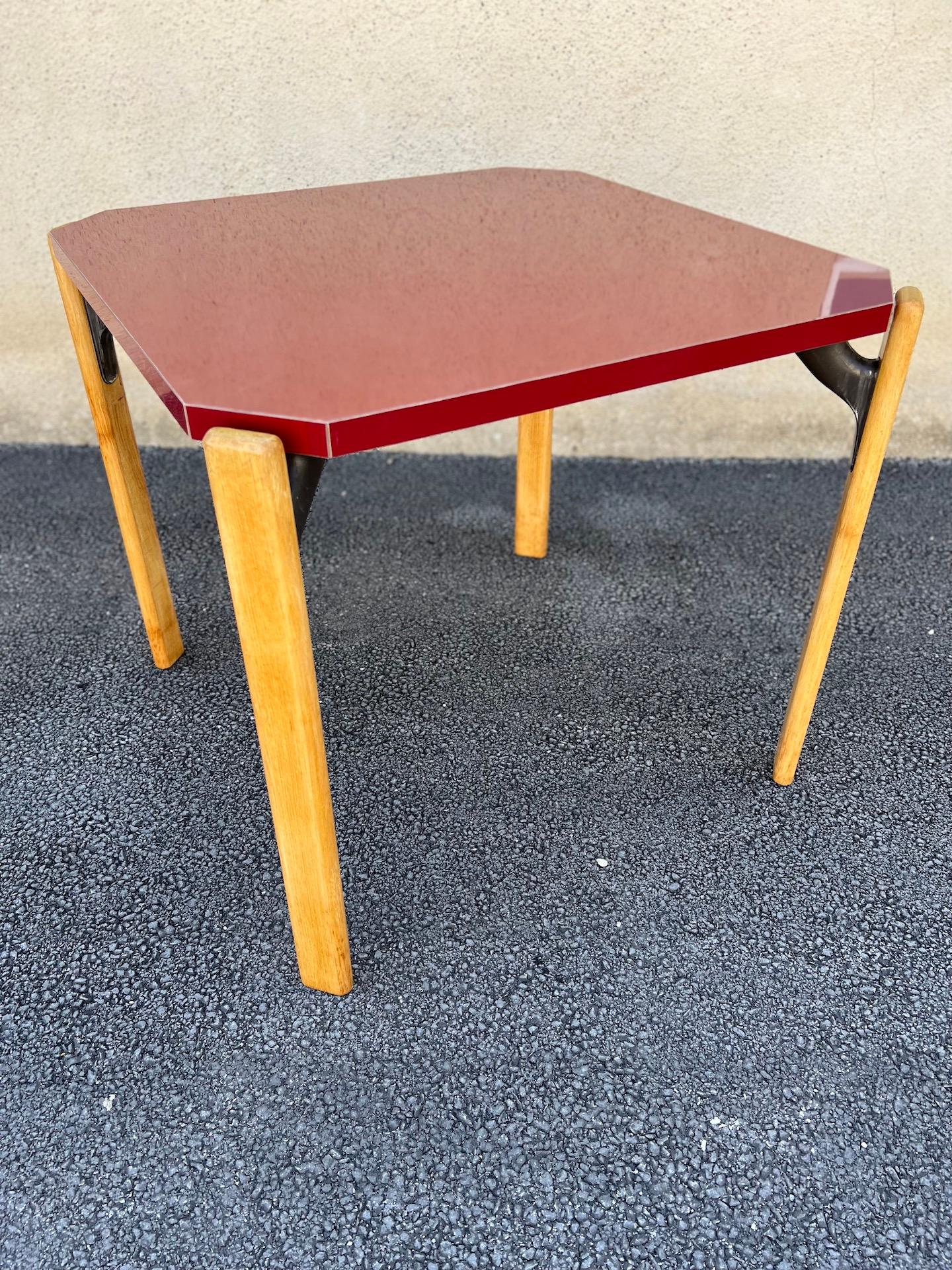 Late 20th Century Bruno Rey Table in Red Formica for Dietiker, 1970s For Sale