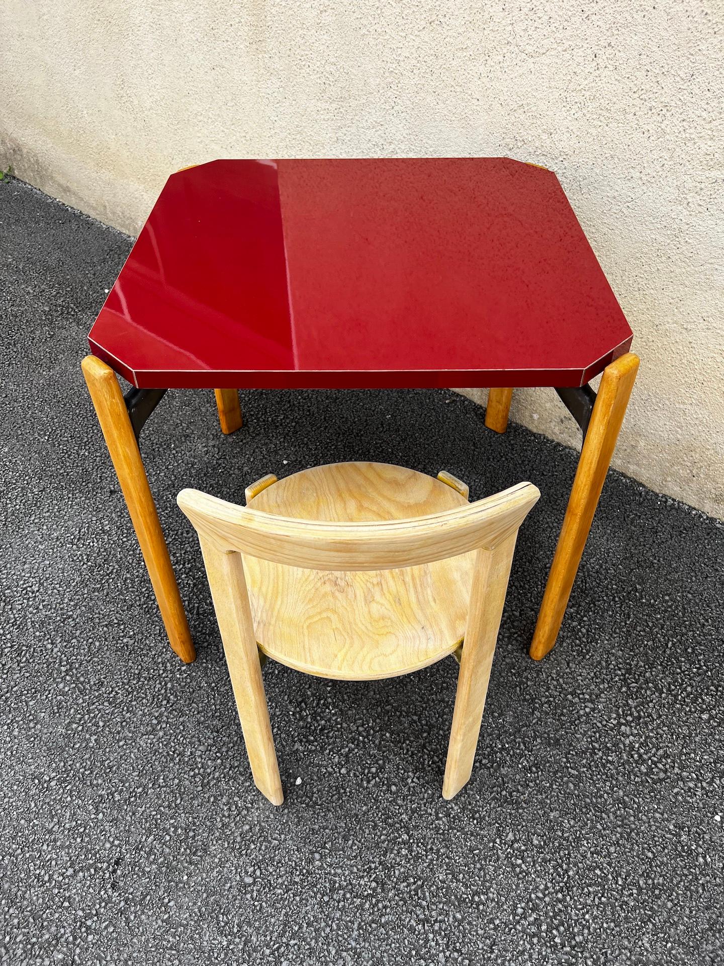 Bruno Rey Table in Red Formica for Dietiker, 1970s For Sale 1