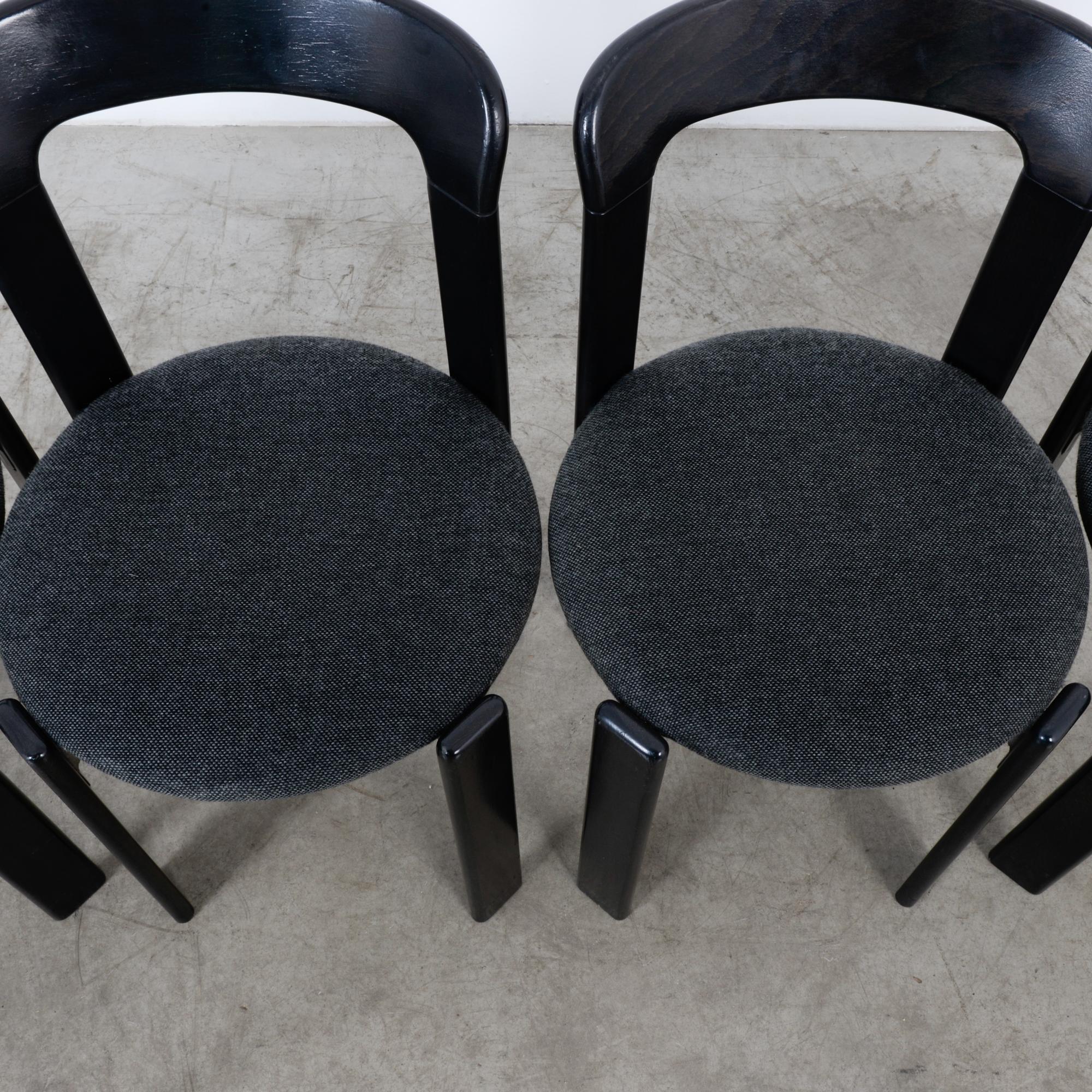 Bruno Rey Upholstered Black Dining Chairs, Set of Four 4
