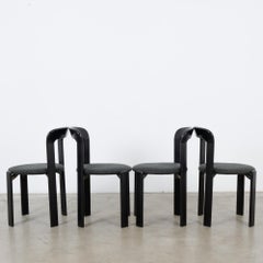 Bruno Rey Upholstered Black Dining Chairs, Set of Four