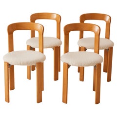 Bruno Rey Vintage Chairs by Dietiker, Beech Frame and Covered in Boucle Seat