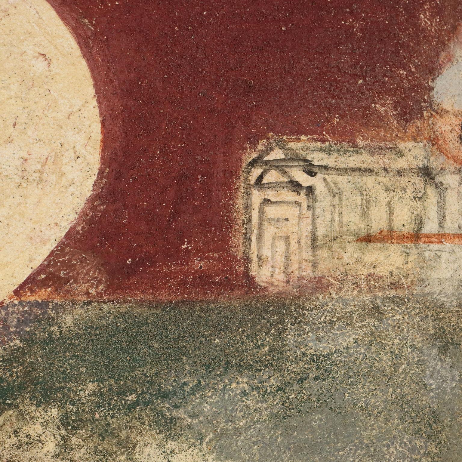 Landscape with Sun - Beige Landscape Painting by Bruno Saetti