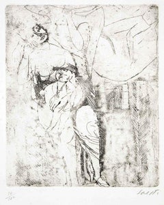 Colloquio con l'Angelo - Incisione di Bruno Saetti - 1964