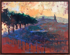 Fauvistische italienische Landschaft – Pleinair in Öl auf Leinwand