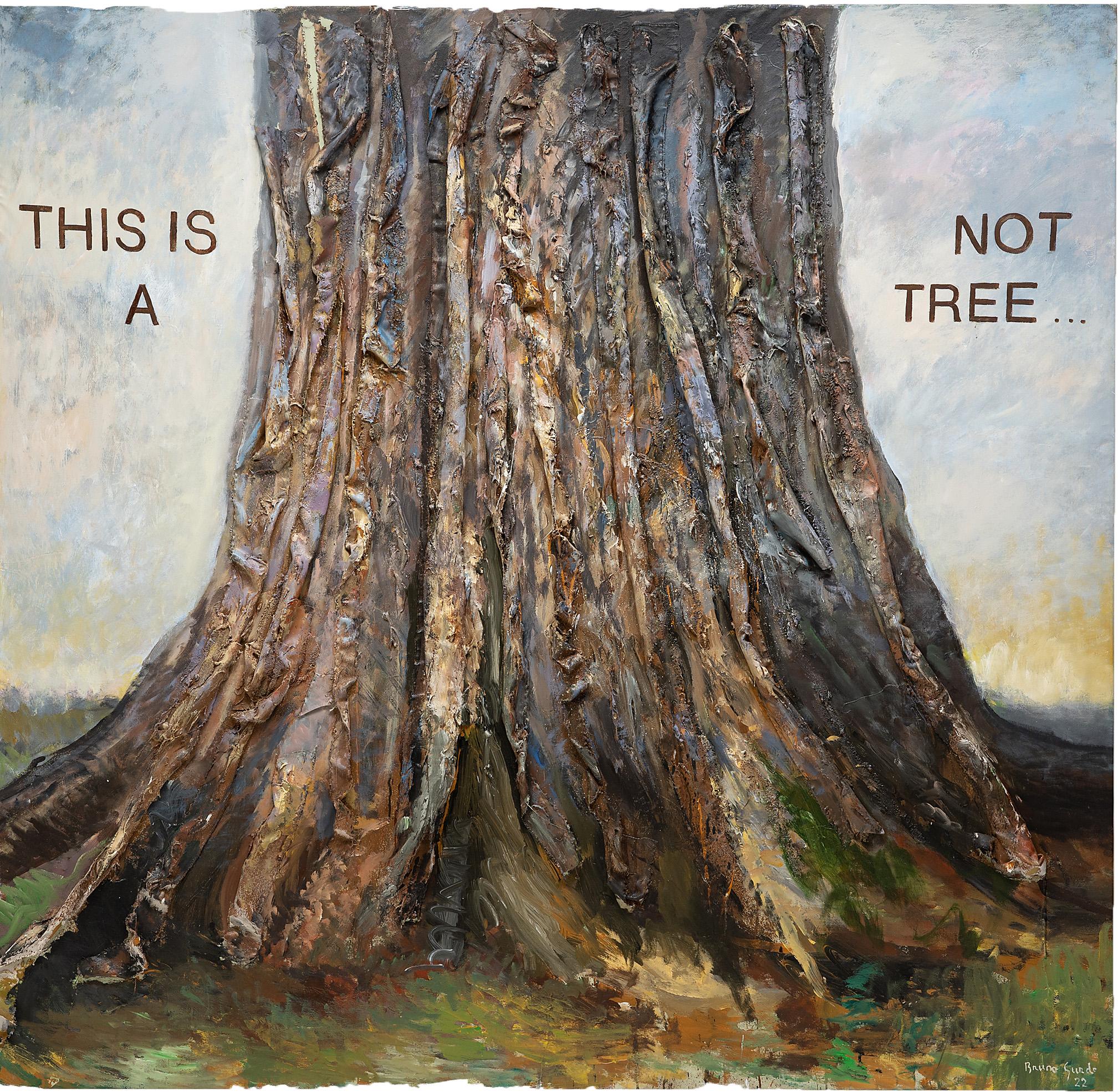 Bruno Surdo Still-Life Painting - "This is Not a Tree, " Mixed Media on Canvas, 2022