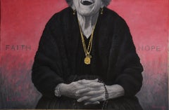 ritratto di donna in bianco e nero, sfondo rosa - Originale Bruno Surdo