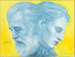 Connection - Blue Portrait - Original oil painting by Bruno Surdo