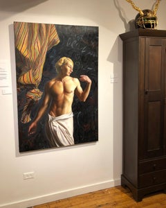 Dual Spirit - Life Size Painting of Male/Female Figure in Front of graffiti Wall