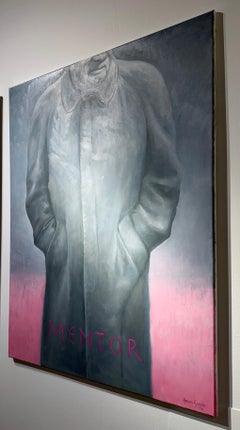 The Guide - Portrait of Mentor in Grey, Oil on Canvas, 2026, Signed, 40x30 in