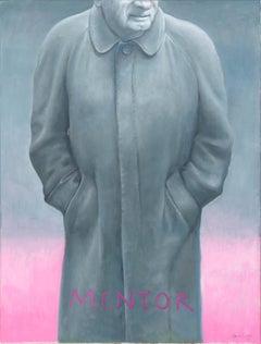 The Guide - Portrait of Mentor in Grey, Oil on Canvas, 2026, Signed, 40x30 in