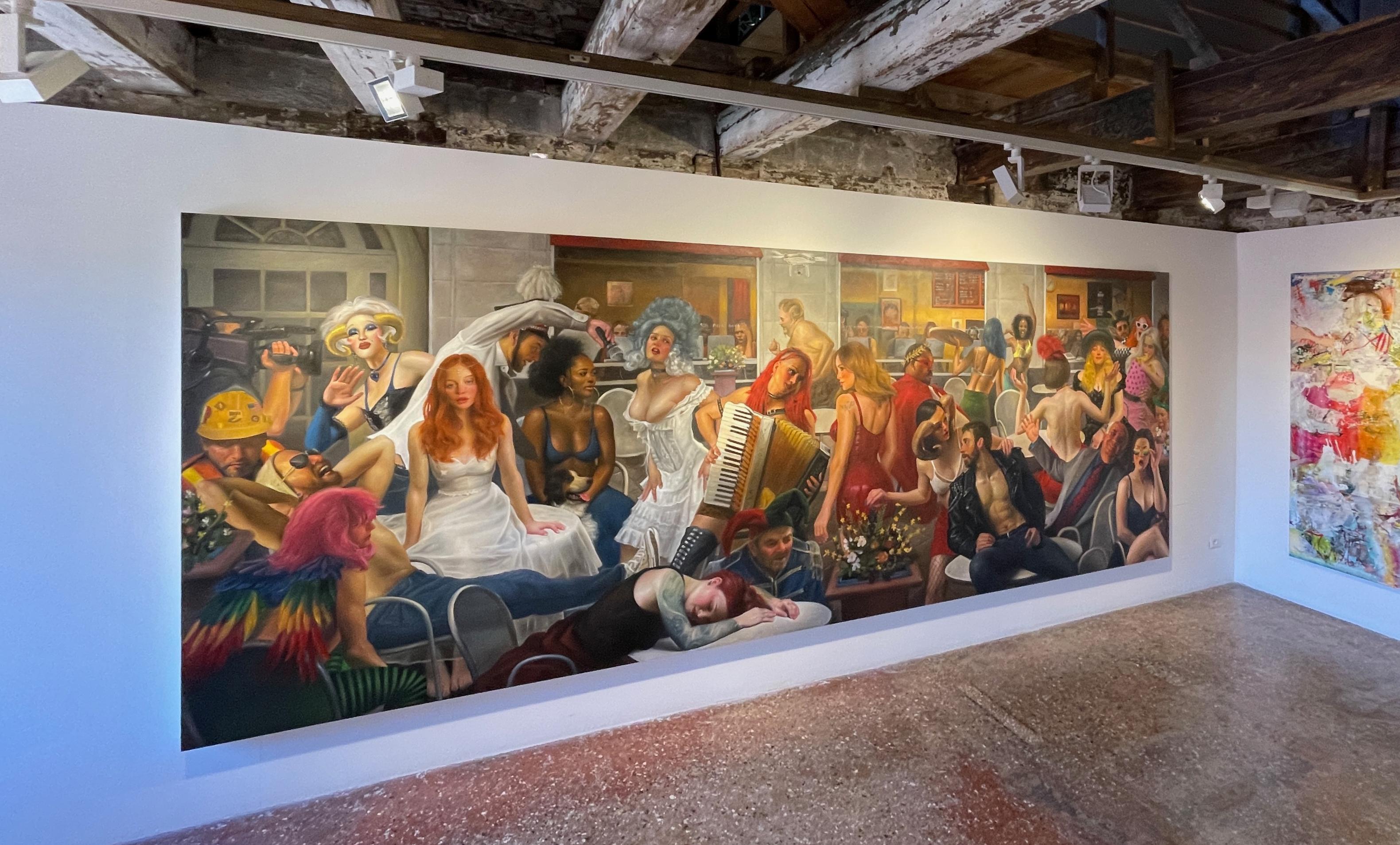 Intercambio entre mito y realidad - Pintura monumental, Óleo original 7