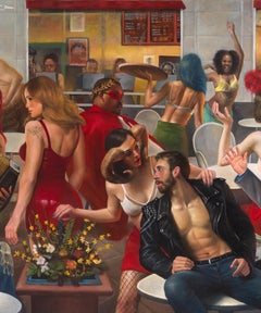 Interchange entre le mythe et la réalité - peinture monumentale, huile originale