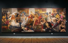 Intercambio entre mito y realidad - Pintura monumental, Óleo original