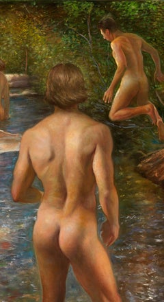 Liberation Oil on Canvas Painting, Nudes in River, 30x40 in, 2026