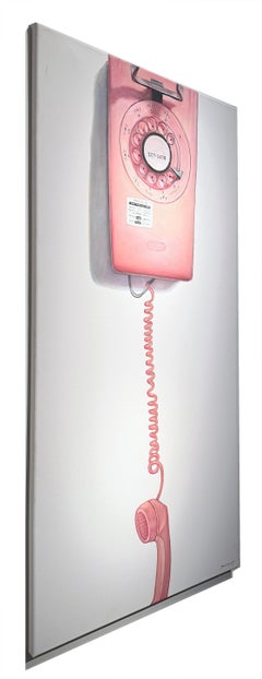 Lost Call- Pink Landline Phone - Original oil painting by Bruno Surdo