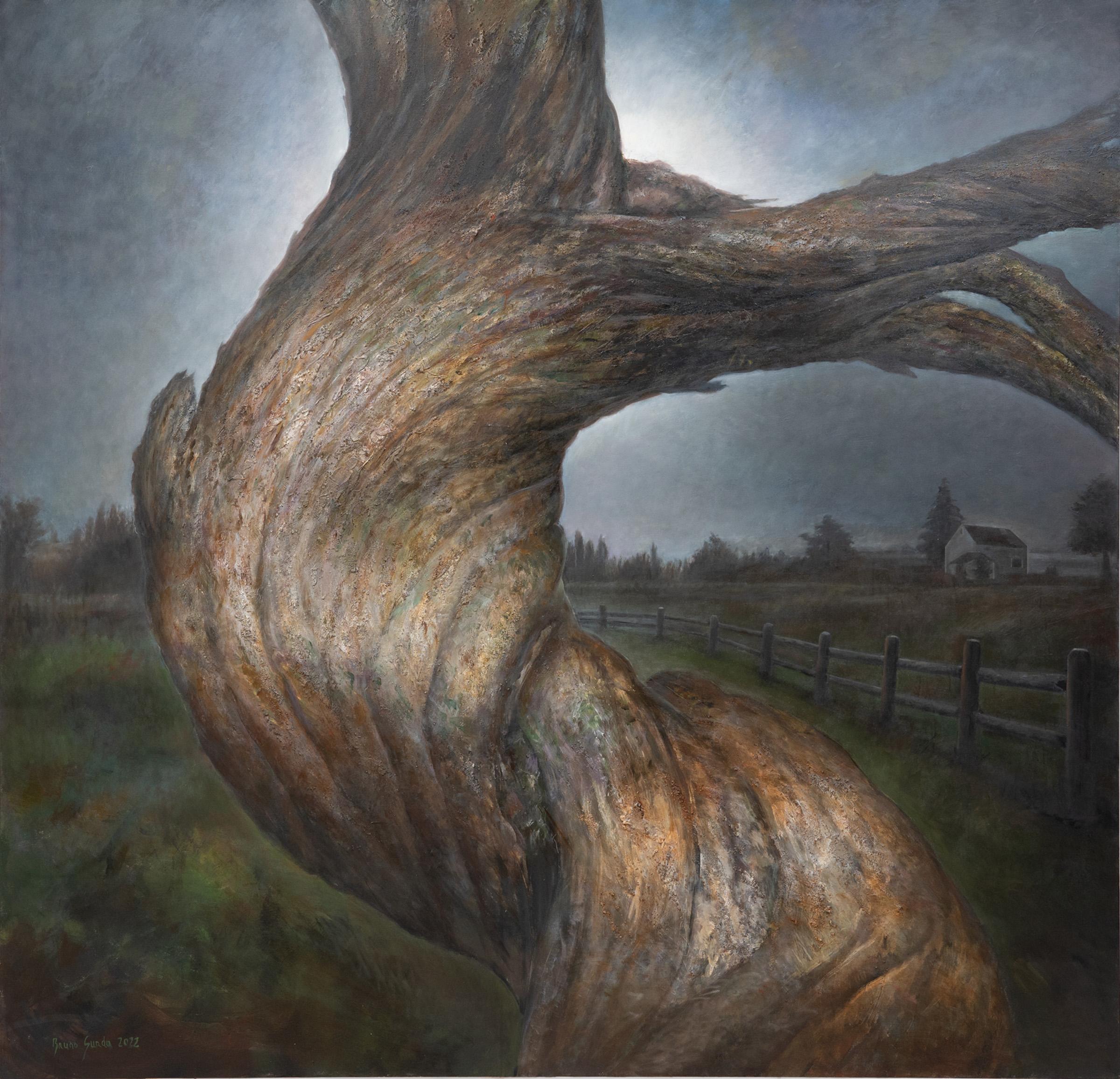 Bruno Surdo Landscape Painting - "Moon Spirit Dancer, " Oil on Canvas, 2022