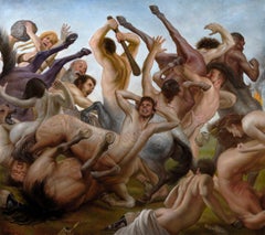 La battaglia dei Lapiti e dei Centauri - Pittura ad olio mitologica monumentale