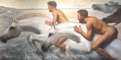 The Eighth Labor of Hercules, Nude Male Figures on Horseback, Oil on Canvas