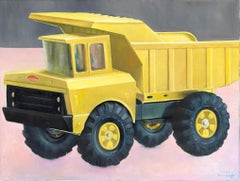 Toy Play - Oil on Canvas Still-Life Painting of Yellow Toy Truck, 2026