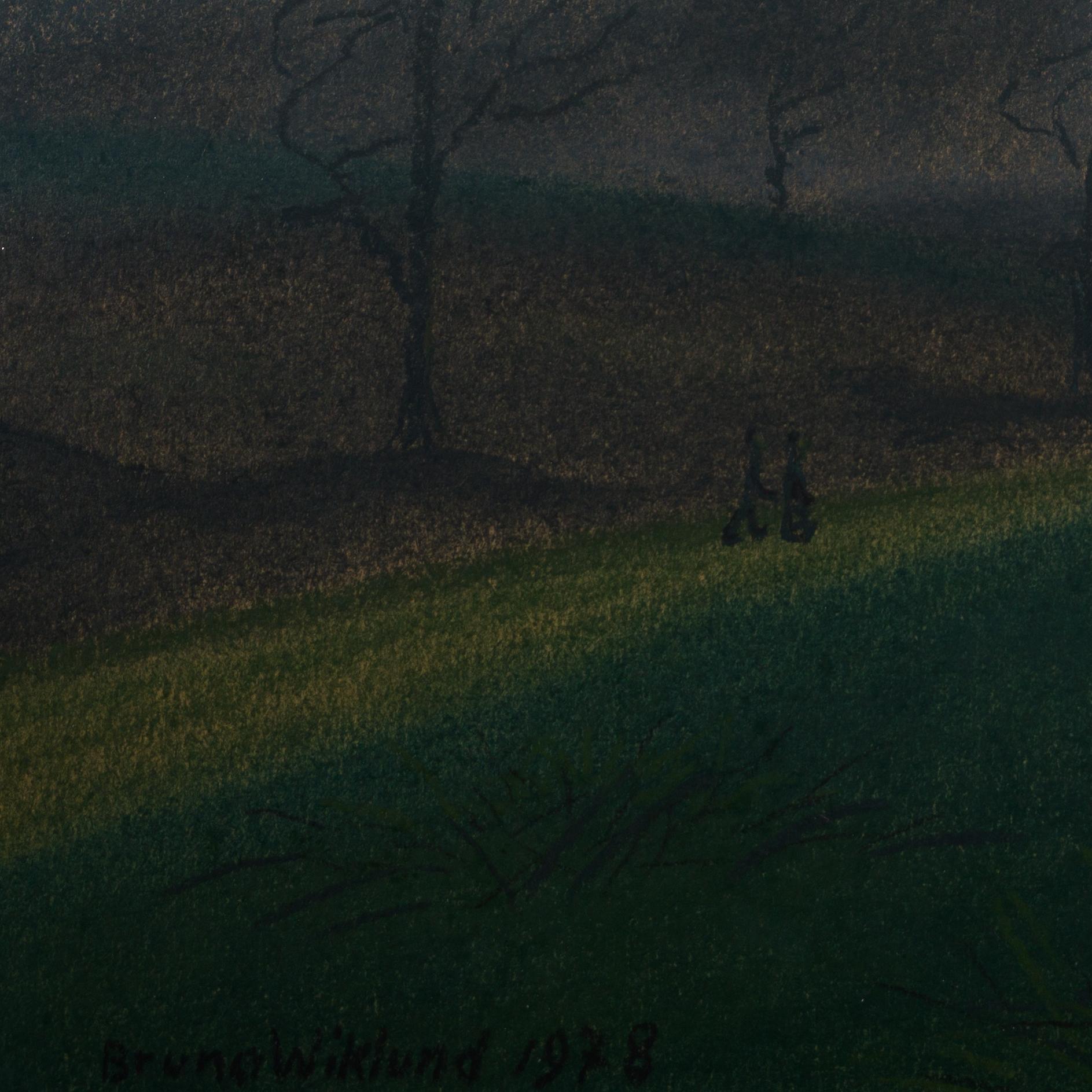 Stormig natt (Stormy Night) (1978) - Black Landscape Painting by Bruno Wiklund