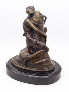BRUNO ZACH 1930 Austria Art-Deco The Hugger Erotic Sculpture In Bronze & Marble