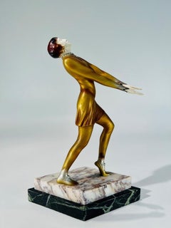 Bruno Zach figura francese in bronzo Art Deco del 1930 circa
