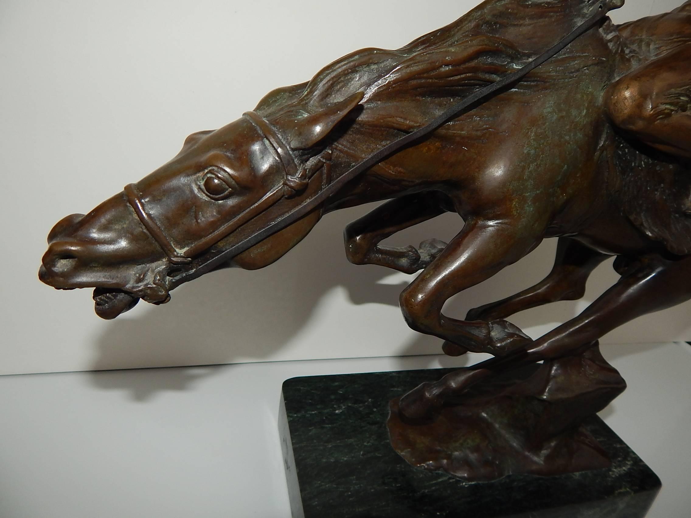 Escultura de bronce Bruno Zach Deco, 1925, tema indígena americano en venta 3