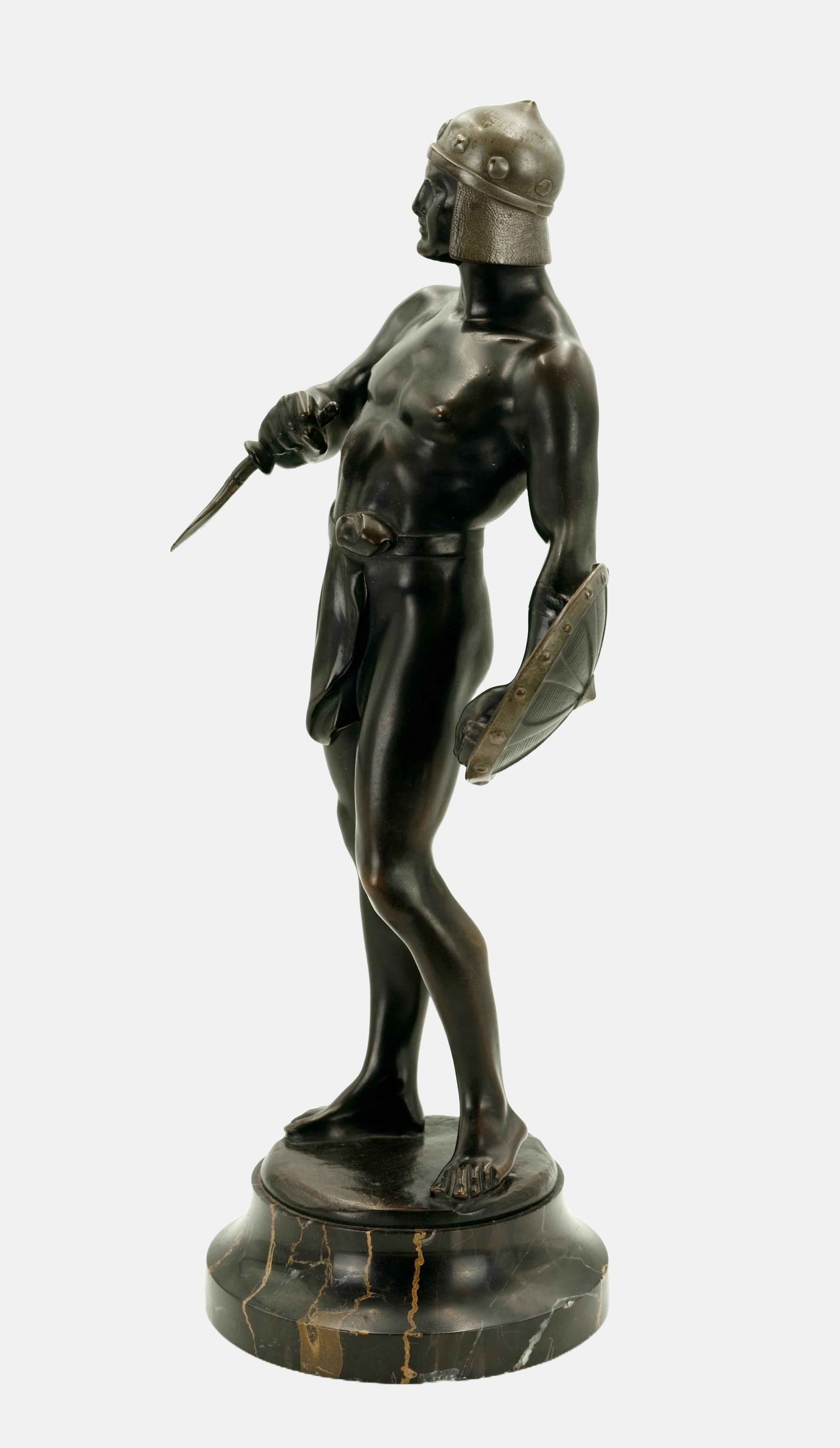 Gladiateur prêt à la bataille / - Prêt pour tout, - Art déco Sculpture par Bruno Zach