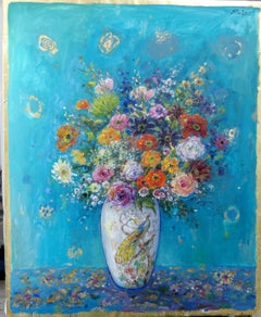 "Bouquet in Peacock Vase"