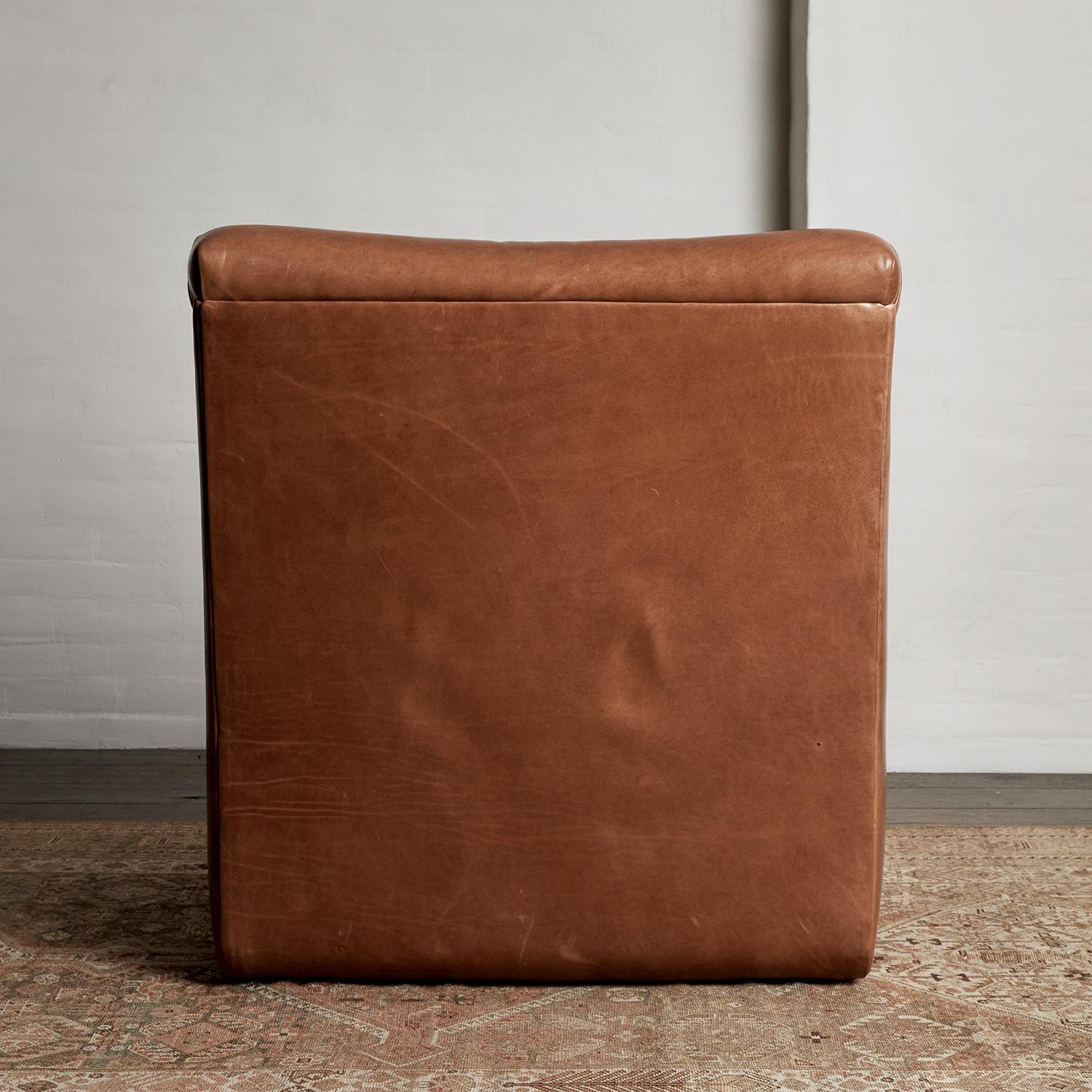 Contemporary Brunoy Leather Armless Chair by Christiane Lemieux For Sale