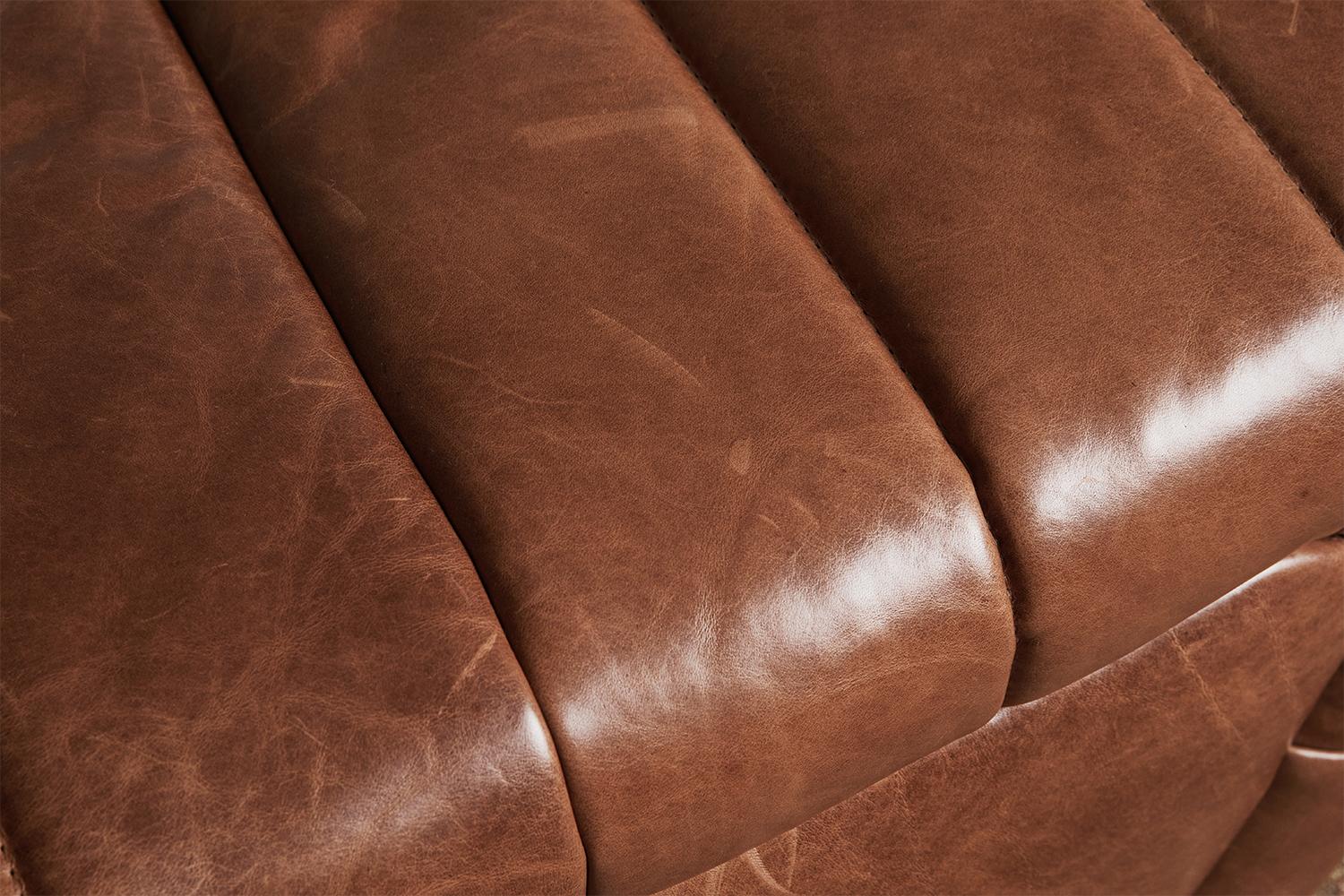 Brunoy Leather Ottoman by Christiane Lemieux For Sale 2