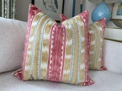 Brunschwig & Fils "Bayeaux Velvet" in Rose/Gold 22" Down-Filled Pillows - a Pair