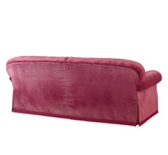Brunschwig and Fils Cavendish Tight Back Raspberry Pink Red Velvet Sofa