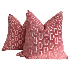 Brunschwig and Fils "Chambord" Velvet in Rose Pillows- a Pair