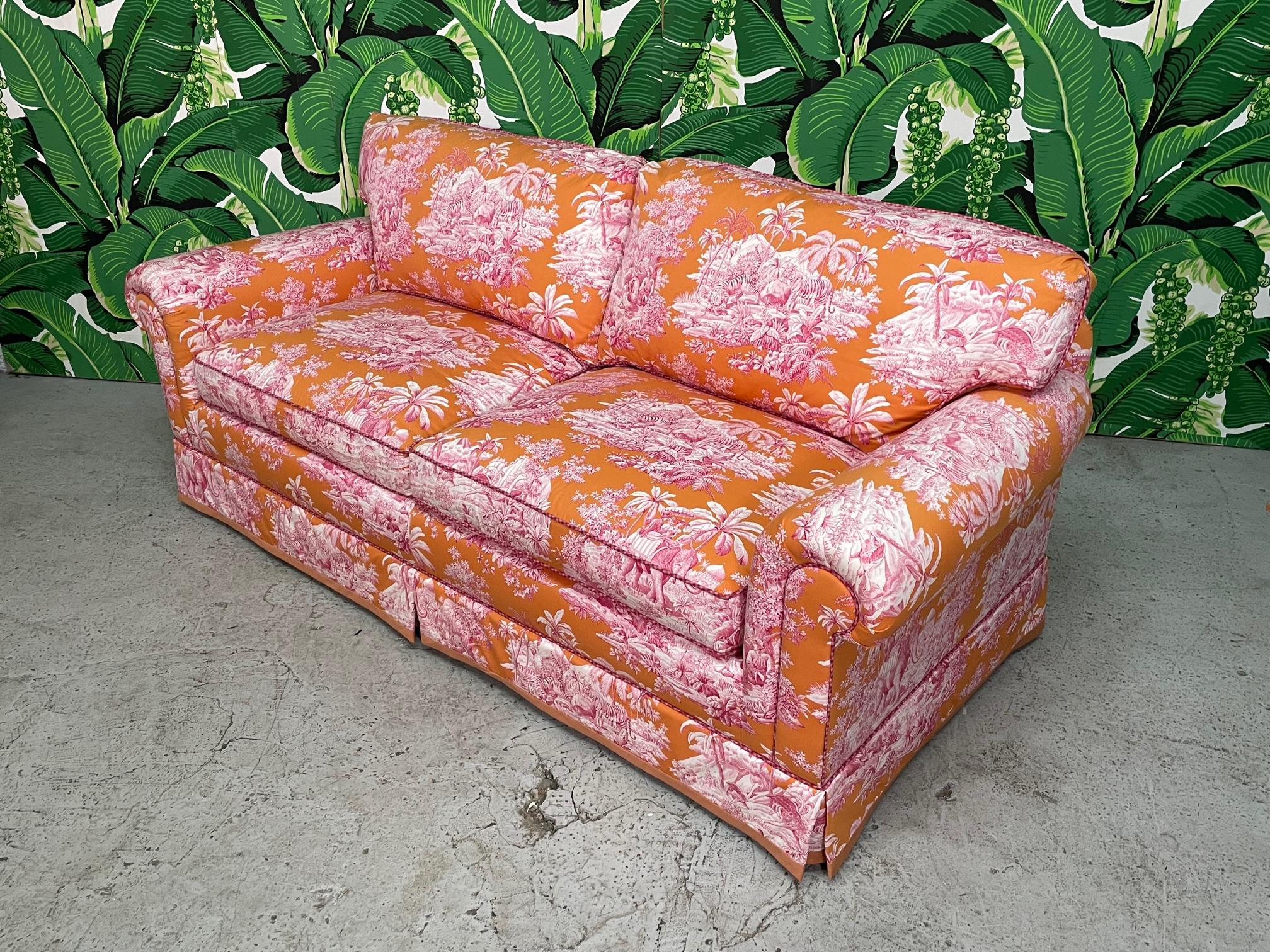 orange floral couch