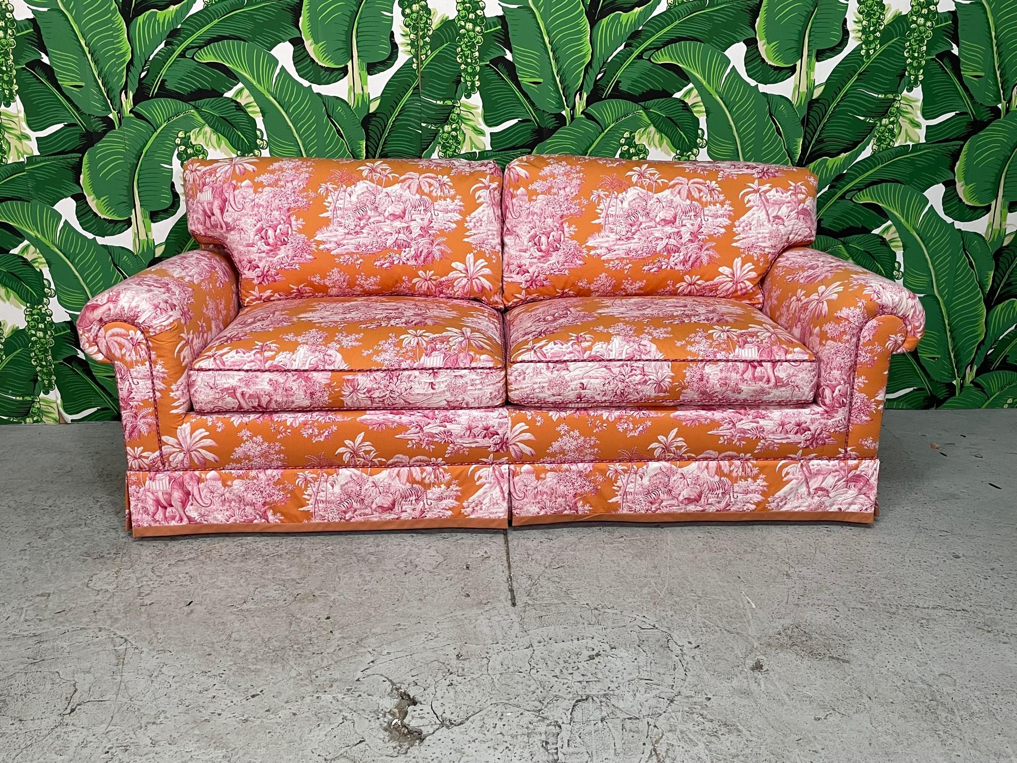 orange floral couch