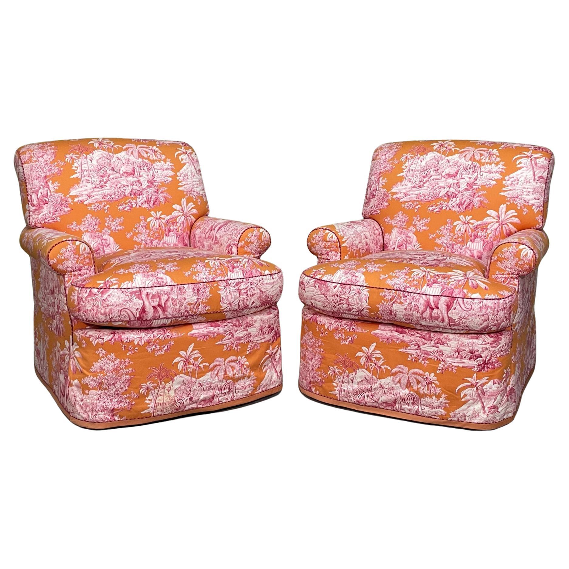 Brunschwig and Fils Club Chairs, a Pair