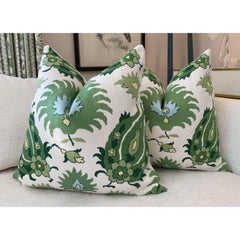 Brunschwig and Fils "Kashmiri" Green Down-Filled 24" Pillow - Single
