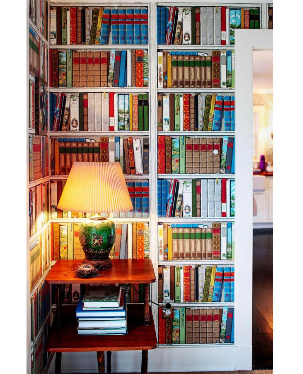 Brunschwig and Fils Les Biblioteques Multi Color Library Hand-Printed Wallpaper In Good Condition In Brooklyn, NY