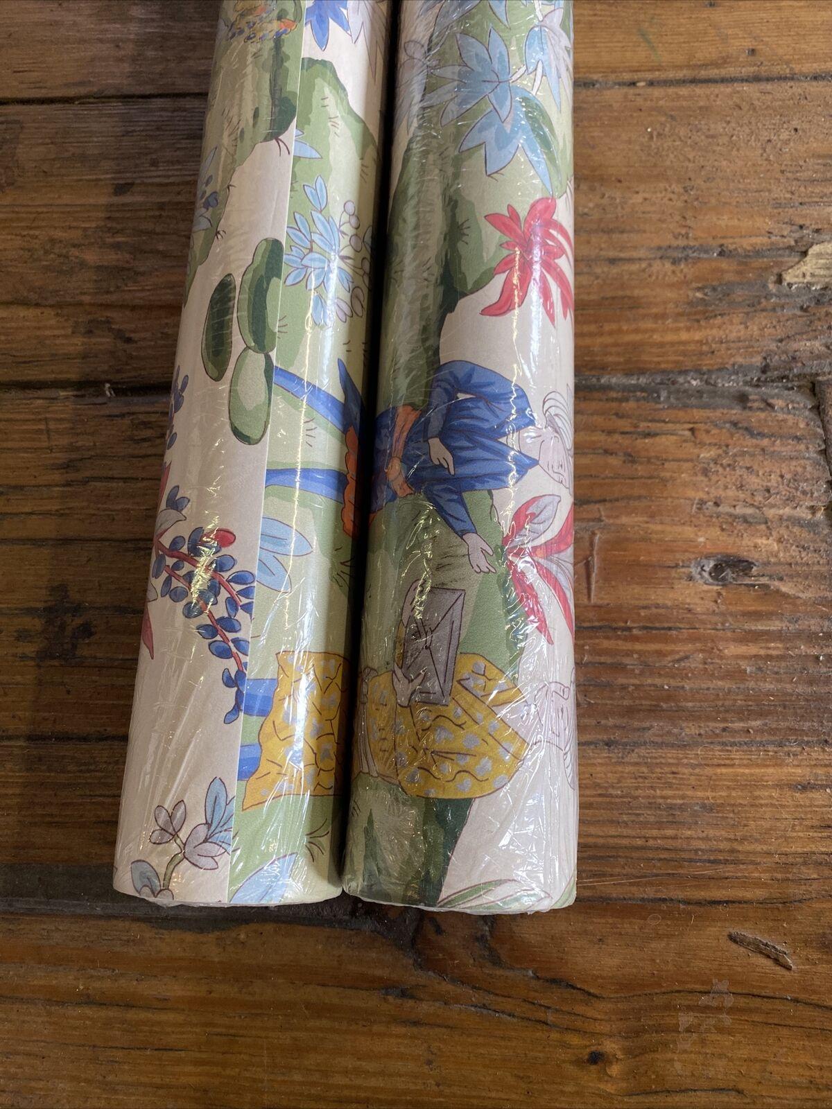 Anglo-Indian Brunschwig and Fils Lodi Garden Ivory Hand-Printed Wallpaper Double Roll, UK