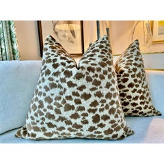 Brunschwig and Fils “Zambezi” in Chickory Brown Pair of Down Filled Pillows