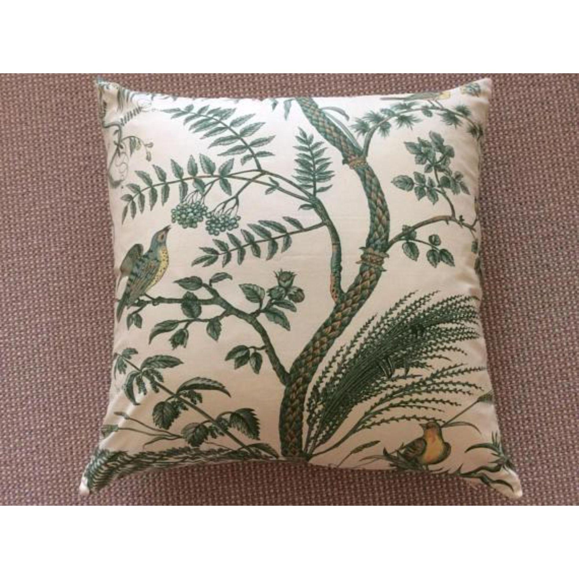 American Brunschwig & Fils Bird and Thistle Green Pillow Covers - a Pair For Sale
