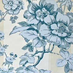 Brunschwig & Fils Blue Floral Chiltern Tring Wallpaper Hand-Printed in England