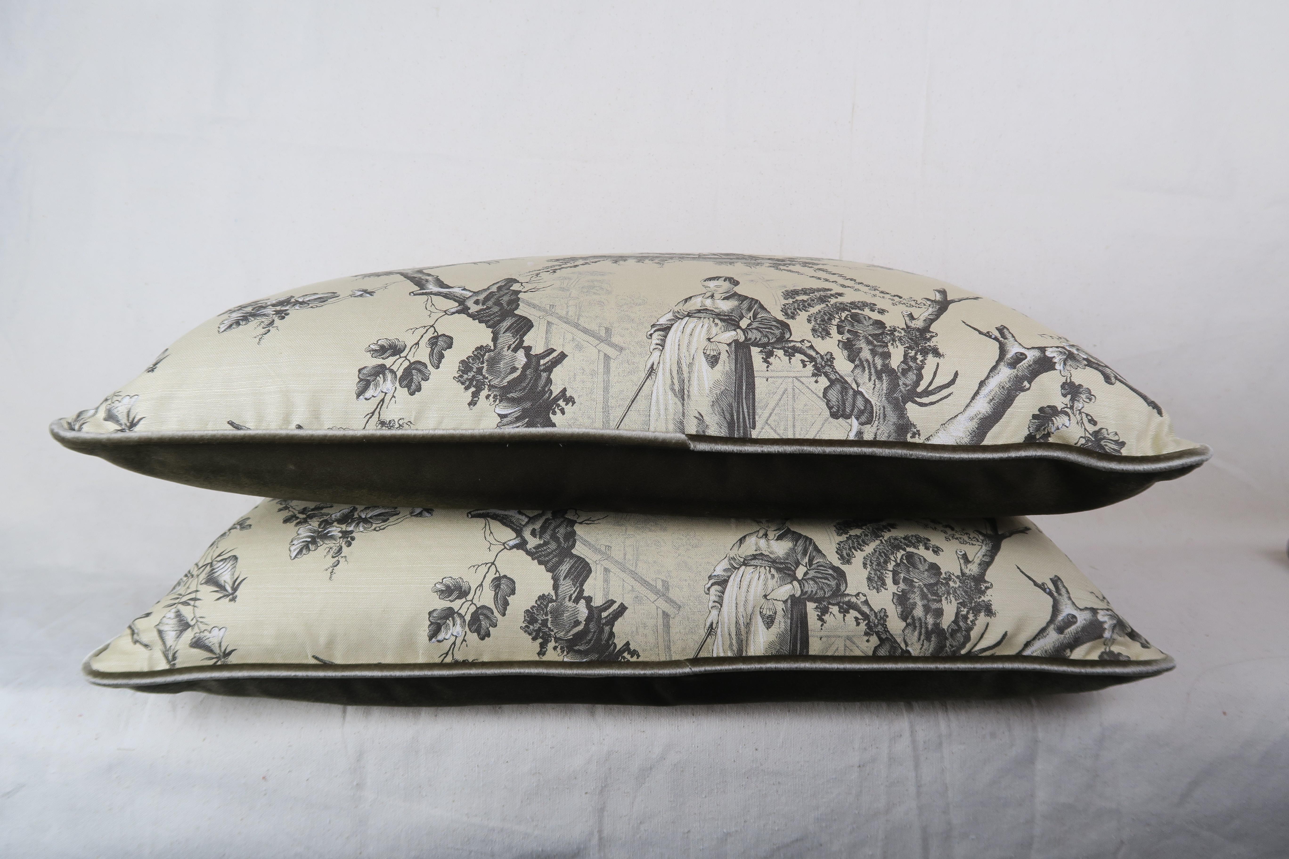 American Brunschwig & Fils Chinoiserie Textile Pillows, Pair For Sale