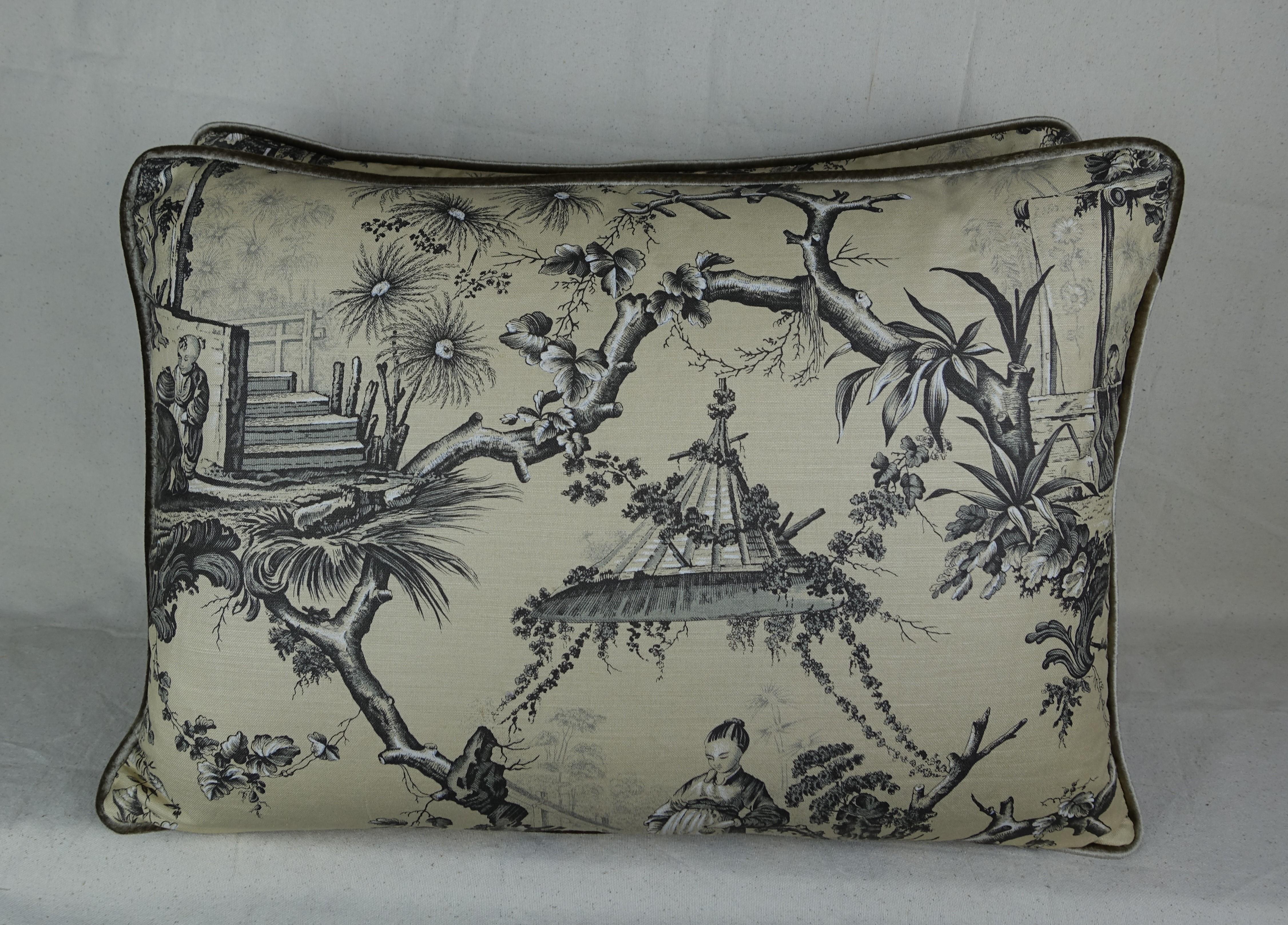 Contemporary Brunschwig & Fils Chinoiserie Textile Pillows, Pair For Sale