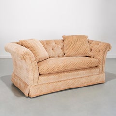 Brunschwig & Fils Custom Piedmont Tufted Loveseat in Geometric Velour Fabric